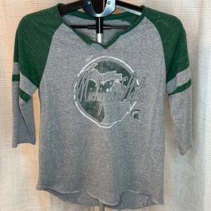 Colosseum Michigan State Gray Tee with Gold Logo and Green Trim
